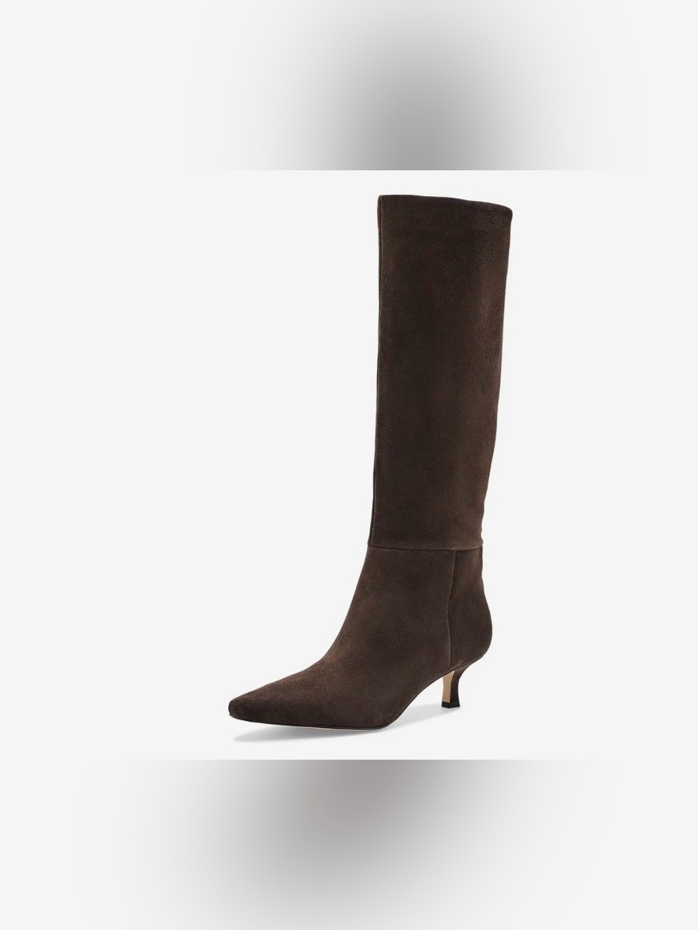 NWOB Marc Fisher Dark Brown Faux Suede Pointed-Toe Boot Size 7.5 Wide Calf